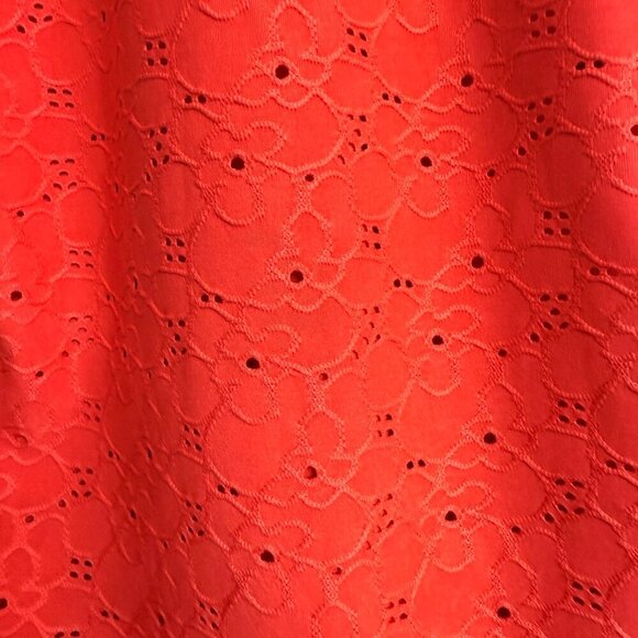 ❤️ Bright Orange/Red MICHAEL Michael Kors Eyelet Short Sleeve Blouse | Size SM - Picture 6 of 6